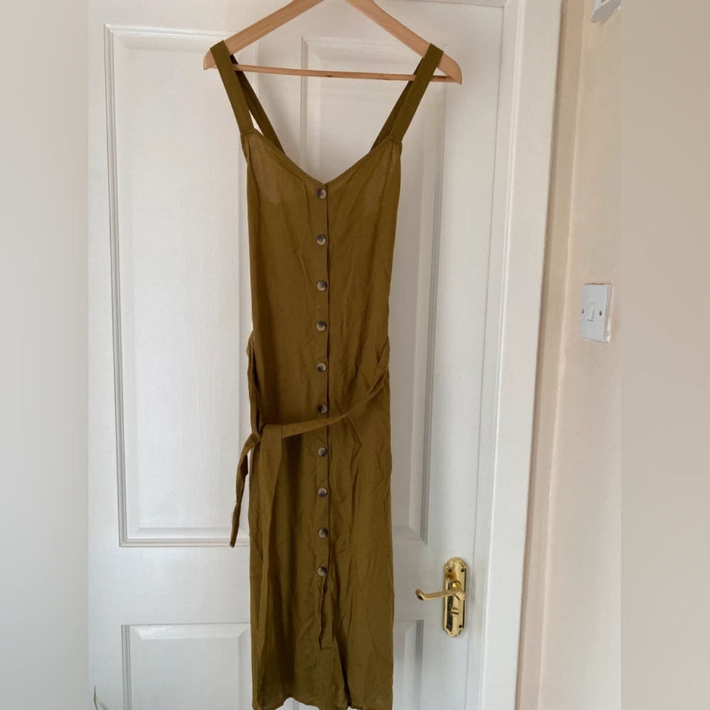 Olive Button-Down Midi Dress